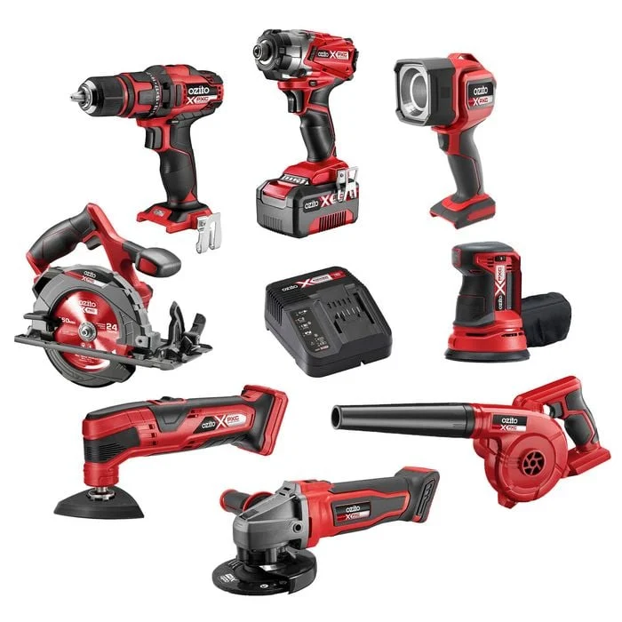Ozito’s cordless specialty tools range, powered by the Power X-Change system, includes versatile solutions like rotary tools, glue guns, heat guns, and laser levels designed for precision tasks in DIY, crafting, and home improvement.
